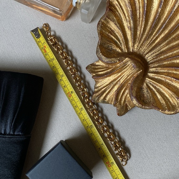 18K Clad Stainless Steel Rolo Link Luxe Statement Chunky Bracelet - Picture 5 of 6